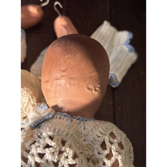 Vintage Composition Baby Doll With Crochet Outfit And Bonnet Cute Baby As Is - Picture 9 of 11